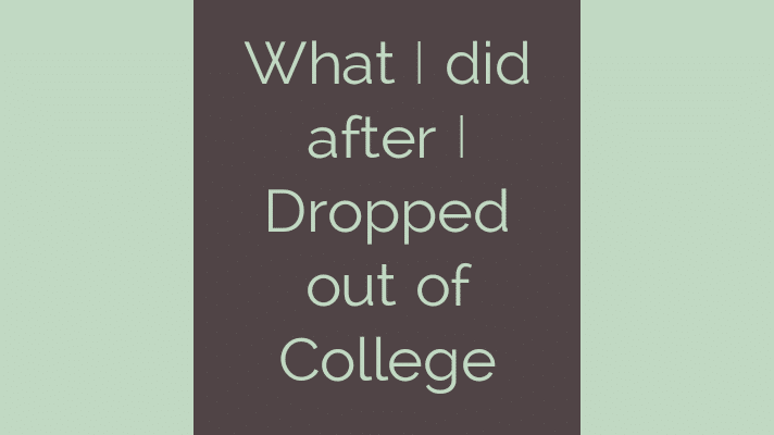 What I did after I dropped out of college